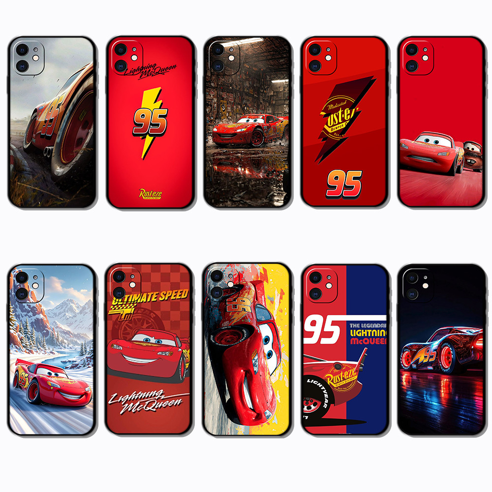 Para iPhone 11 11Pro 11Pro Max EB13 Relâmpago mcqueen Capa De Telefone Preta Macia E Elegante