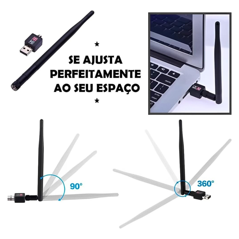 Adaptador USB Antena WiFi AL-C818 para PC e Notebook