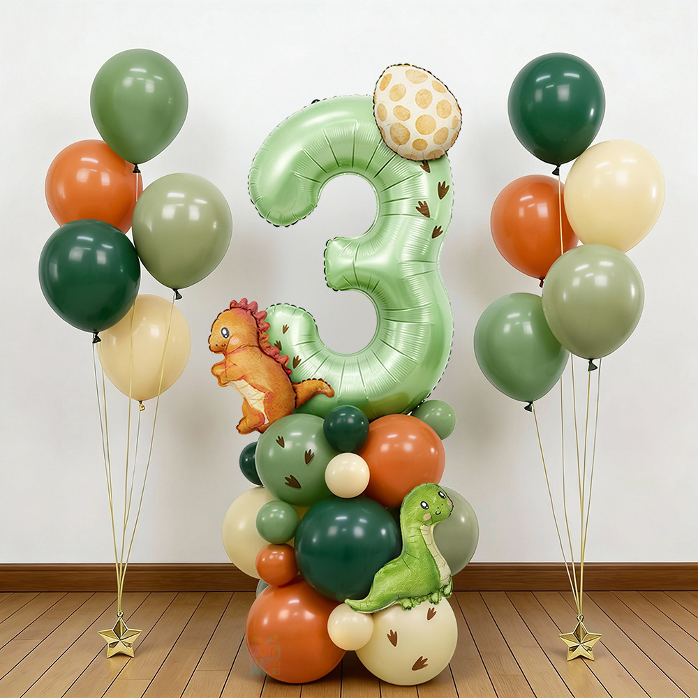 39 Pçs Novo T Rex Brachiosaurus Folha Balão Sálvia Verde Oliva Para Crianças Tema Dinossauro Decorações De Festa De Aniv em Oferta na Shopee