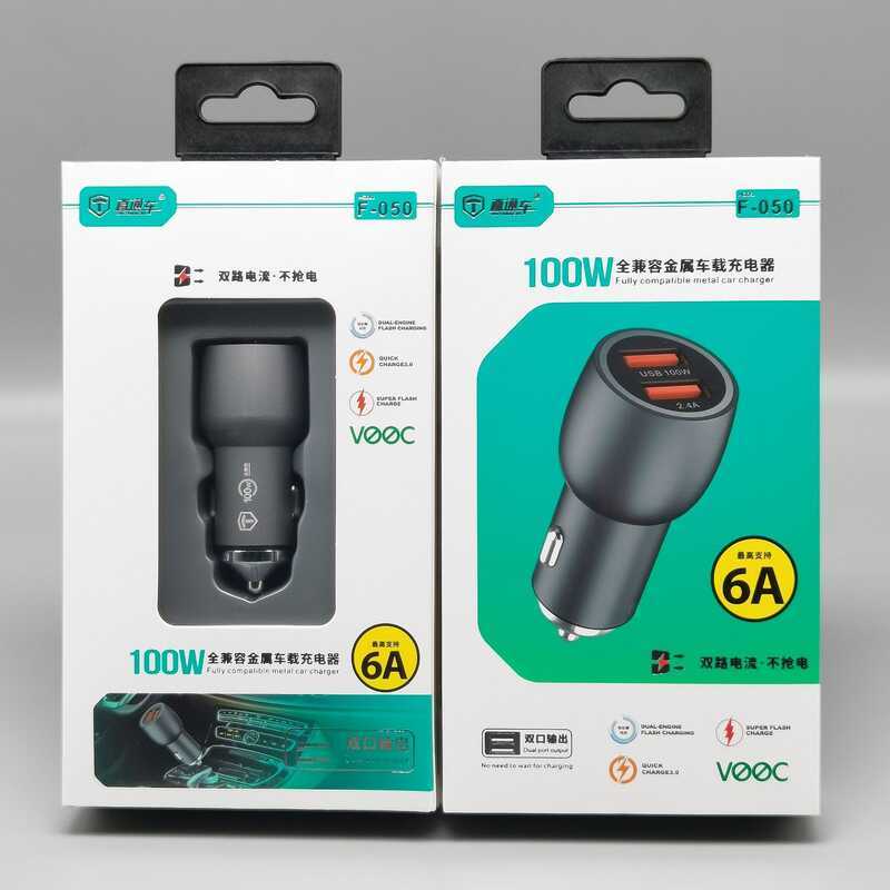 Carregador Xxydi F050 100W carregador de carro 6A liga alumínio dupla porta USB totalmente compatível carregador Flash c