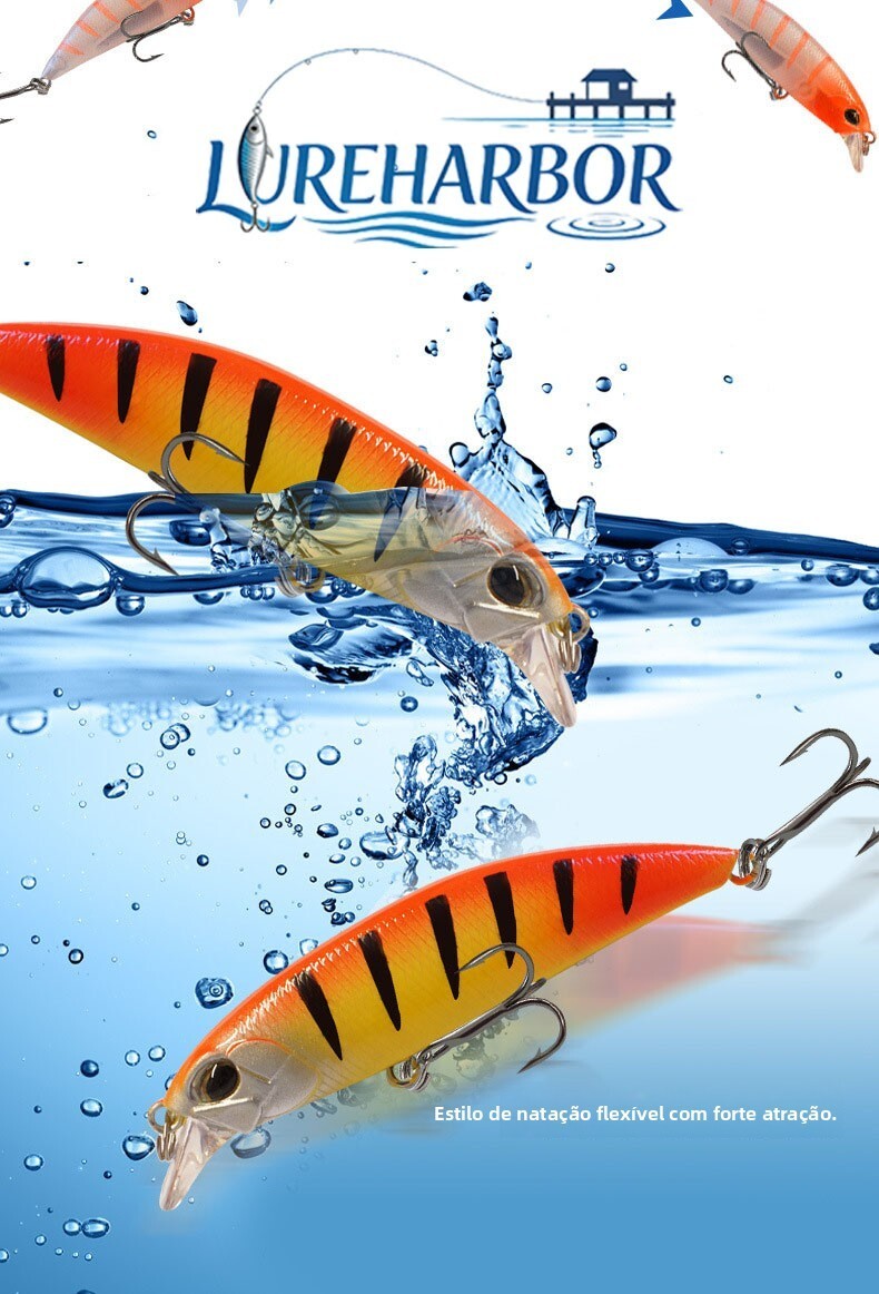 LUREHARBOR minnow isca falsa atacado louco minnow Laser 7cm8g conjunto isca isca isca dura atacado