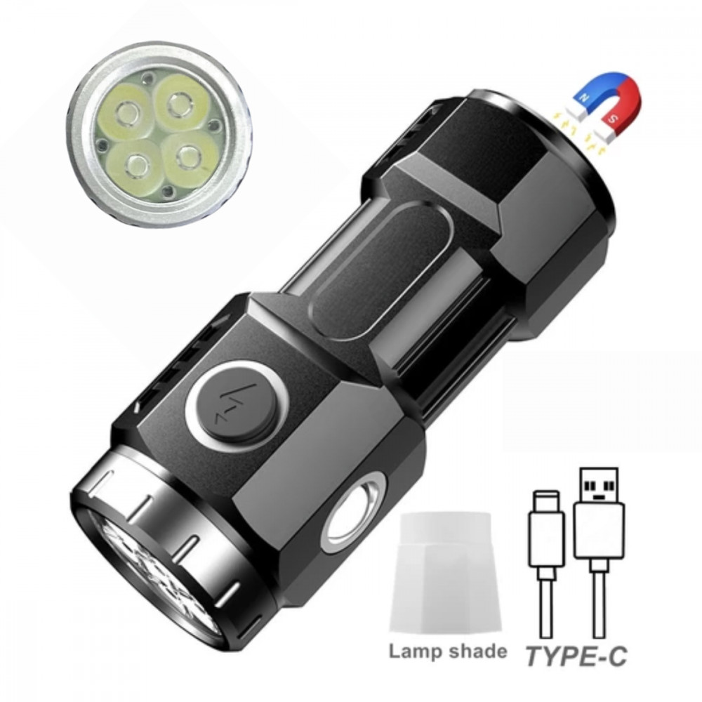 Mini Lanterna Tática Portátil Recarregável com Imã Kapbom