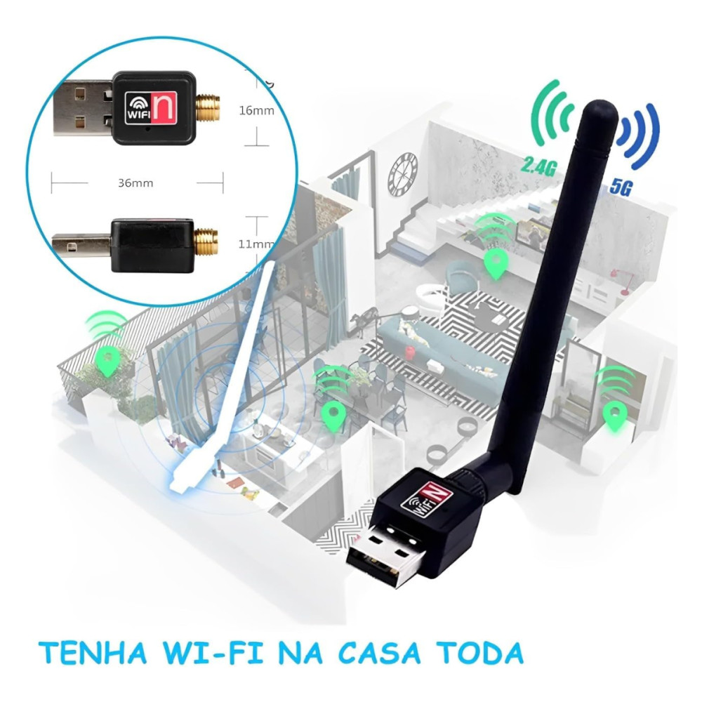 Antena Wifi USB para Conexão Rápida em PC e Notebook