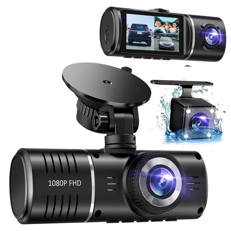 Gravador de condução de 8 cm HD três gravação 1080 + 720 + 480 monitoramento de estacionamento dashcam