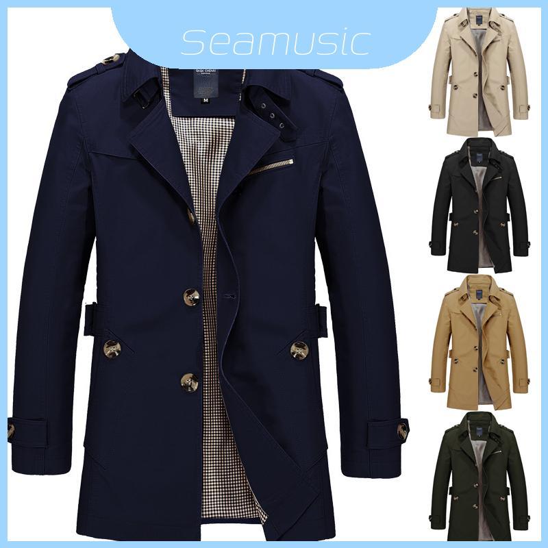 Jaqueta Masculina Versátil De Inverno De Comprimento Médio , Sobretudo Casual Elegante Com Mangas Compridas E Ajuste Fin