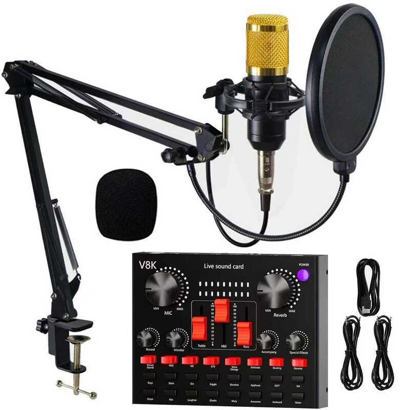 Placa de som em inglês V8K bm8 Cantilever Set Celular Podcast Microfone Conjunto completo