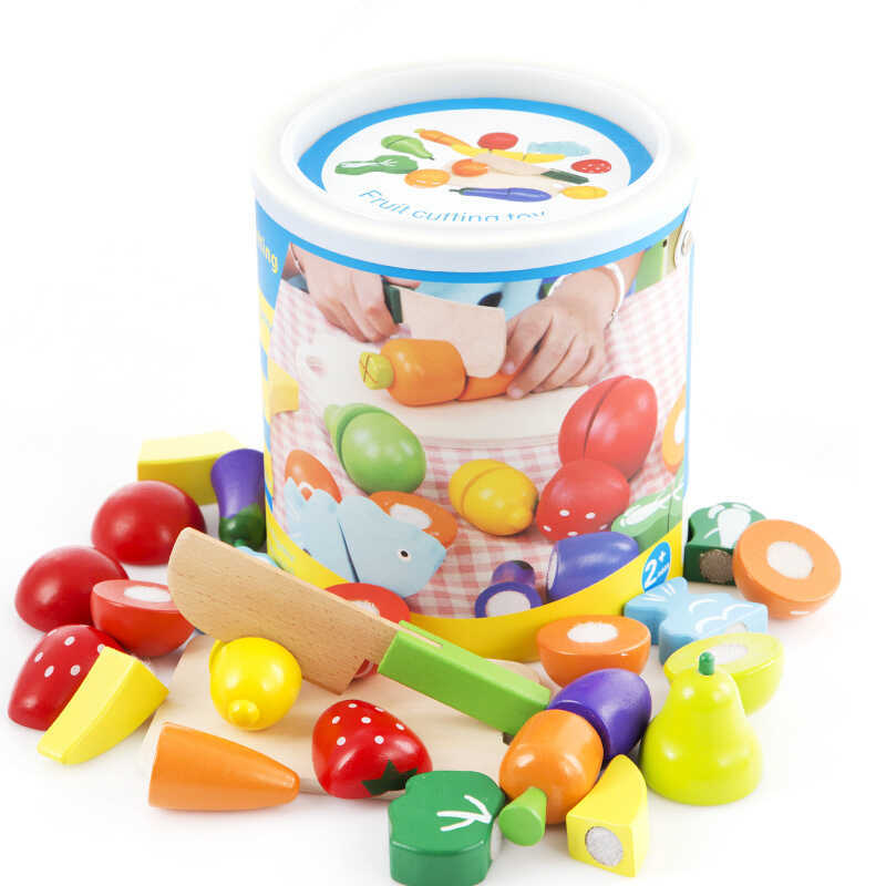 Orelha educação infantil jogar casa Velcro madeira frutas vegetais corte ver diversão barril brinquedos educativos do be