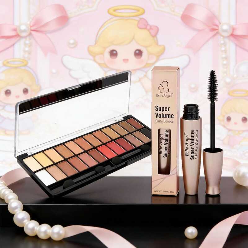 Paleta de Sombras Matte 28 Cores Nude Belle Angel + Rímel Máscara para Cílios Belle Angel B-039+B013-1