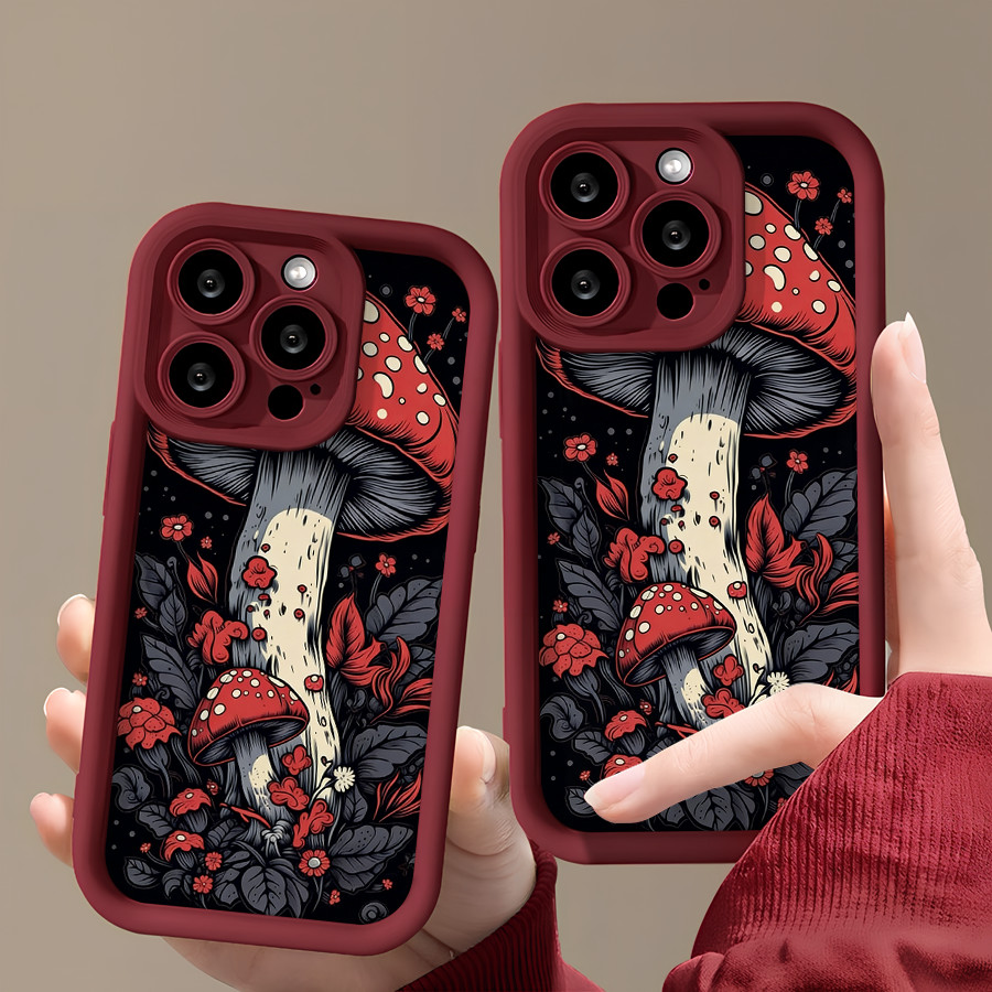Cogumelos vermelhos e brancos Escada para iPhone 7 8 11 12 13 14 15 16 17 PRO PROMAX PLUS AIR 16E 130AIR X XS XR XSMAX