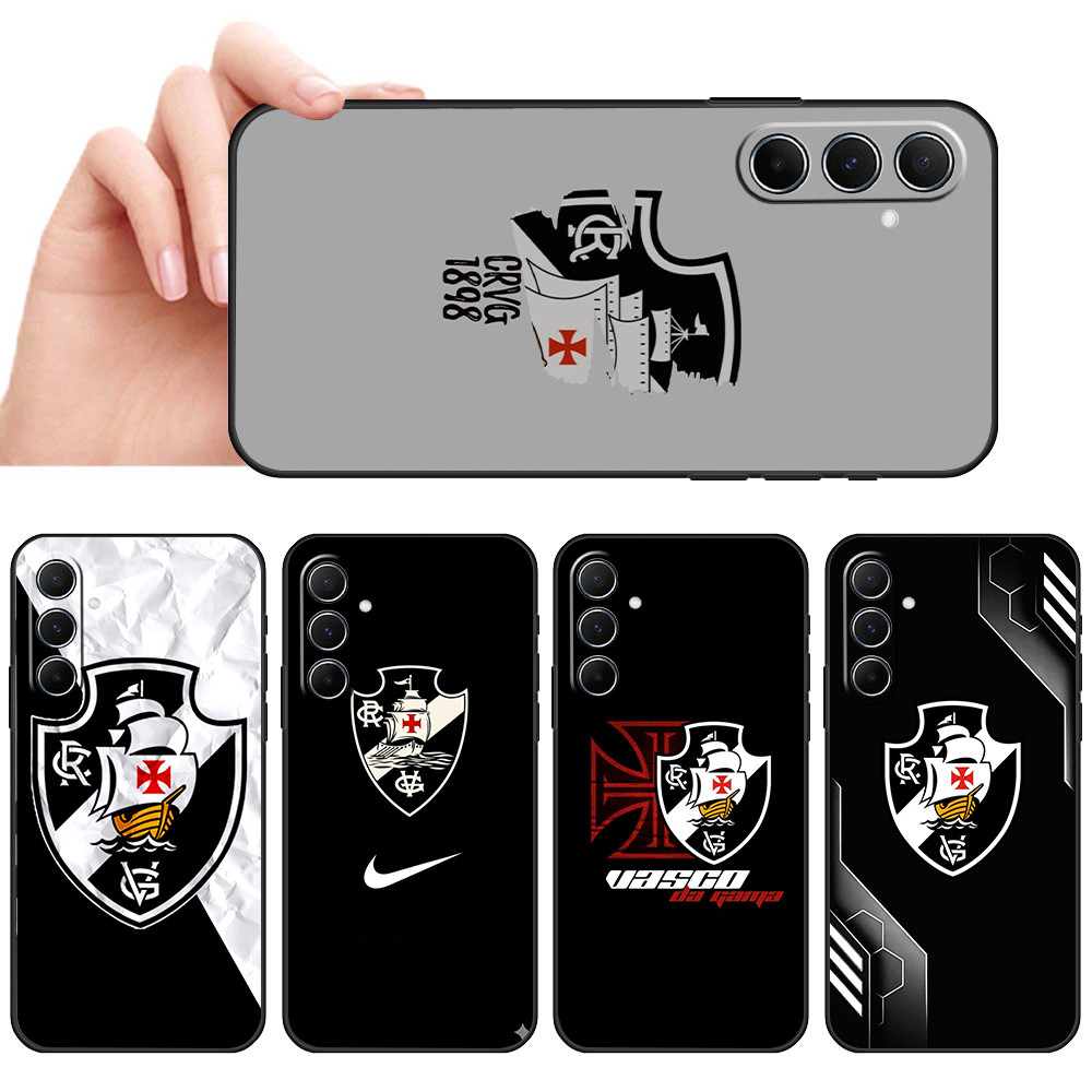 Capa de Telefone Preta Macia Para Samsung A07 A17 A56 A36 A26 S25 Fe Edge Plus Ultra Clube de Regatas Vasco da Gam Brasi