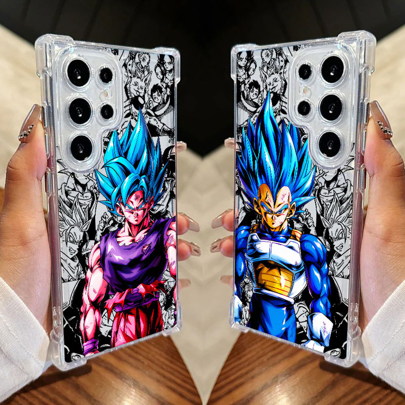 Capa Dragon Ball Goku Vegeta Super Saiyan Para Samsung S25 Ultra S24 FE S23 Plus S20 S25 S22 S21 S25EDGE A56 A36 Transpa