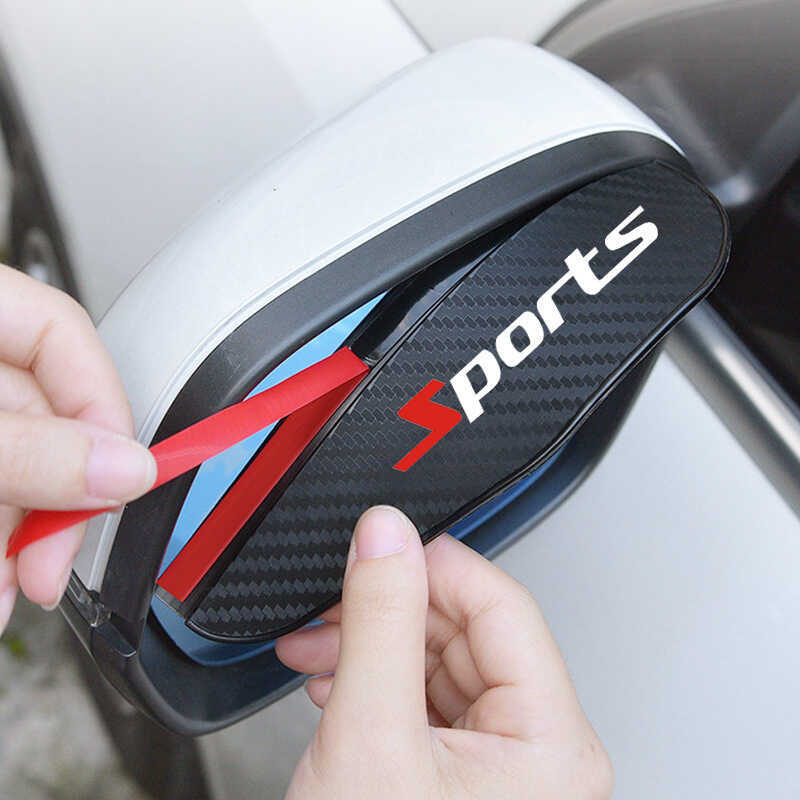 Espelho retrovisor do carro chuva sobrancelha fibra de carbono pára-brisas reflexivo espelho retrovisor janela à prova d