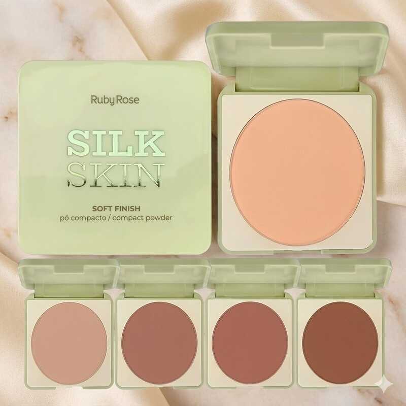Kit2 Pó Compacto Soft Finish Silk Skin By Ruby Rose - 9,5G-T1400G1