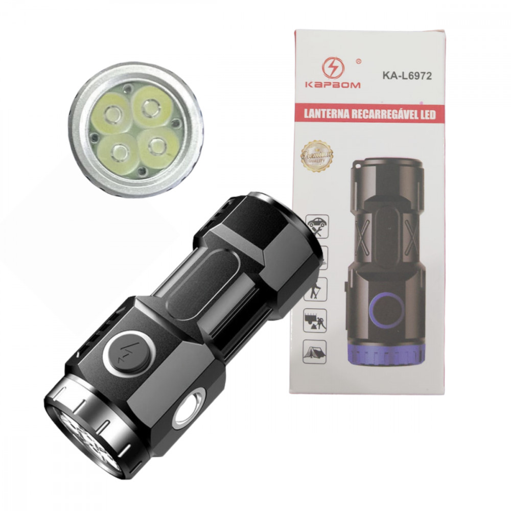 Mini Lanterna Tática Portátil Recarregável com Imã Kapbom