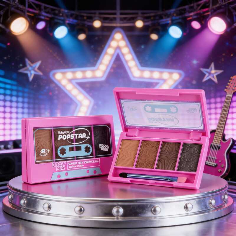 Sombra para Sobrancelhas Ruby Rose Brow Mix Popstar - Alta pigmentação Brow Mix, Paleta de Sobrancelhas 4 Cores HBE2510
