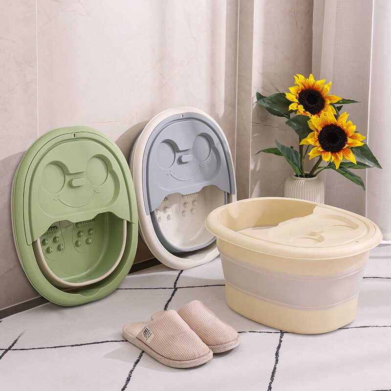 Banheira para pés dobrável, banheira para pés com capa portátil, tamanho grande aumentado, doméstica com partículas de m