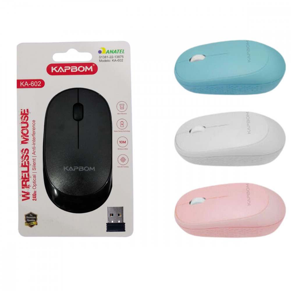 Mouse Optico Sem Fio 1600dpi PC Notebook Kapbom KA-602 (***COR ROSA - ESGOTADO)