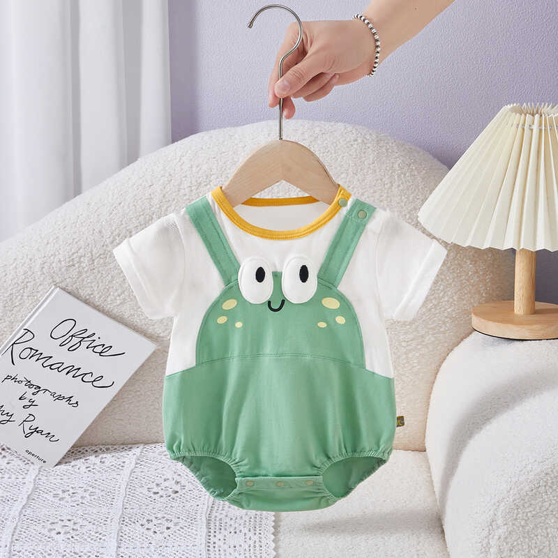 Roupas de bebê verão roupas infantis pequeno sapo macacão menino roupas de bebê fino triângulo macacão de manga curta ma