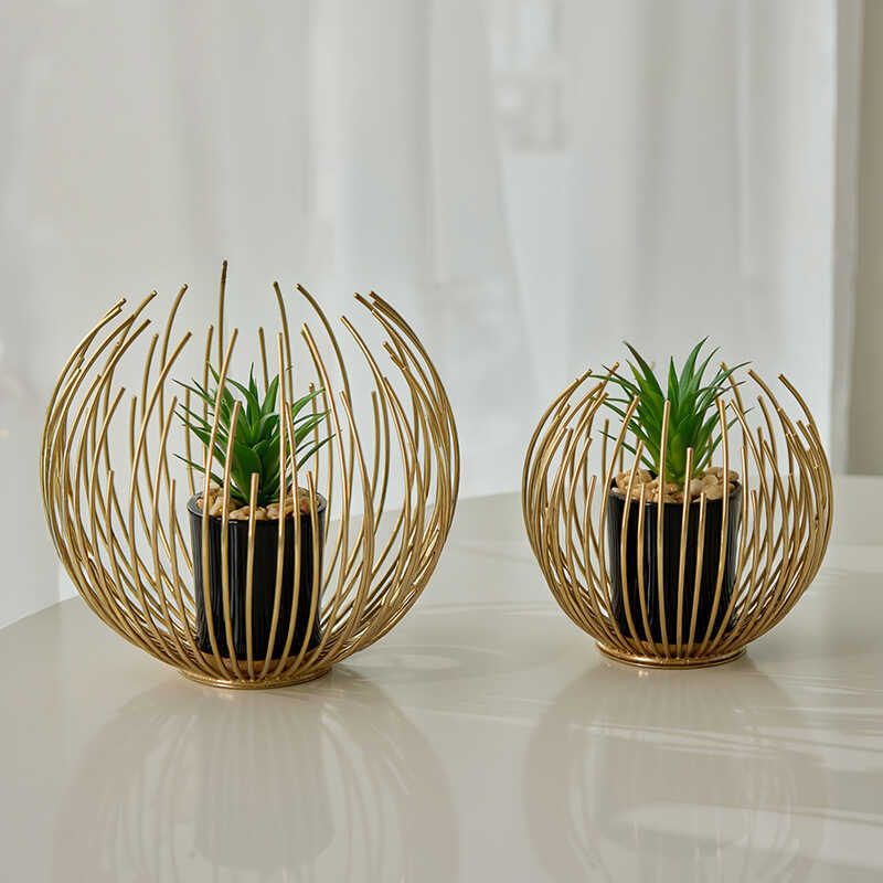 Decoração em vaso casa ferro arte restaurante simples europeu criativo decoração sala de estar entrada decoração redonda