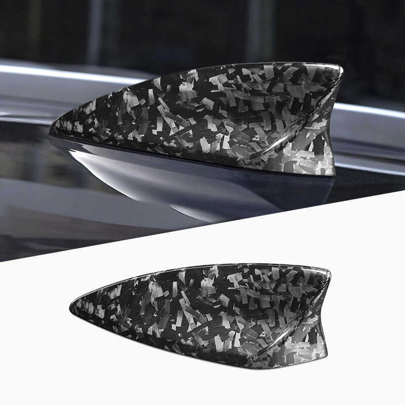 Adequado para Camero Real Cadillac fibra de carbono padrão forjado barbatana de tubarão antena capa de carbono seco peça