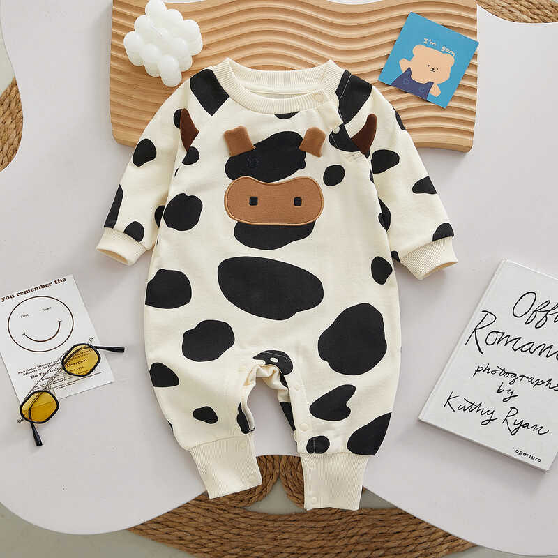 Roupas de bebê outono roupas de bebê macacão das mulheres dos homens roupas de bebê vaca roupas recém-nascidos versão co