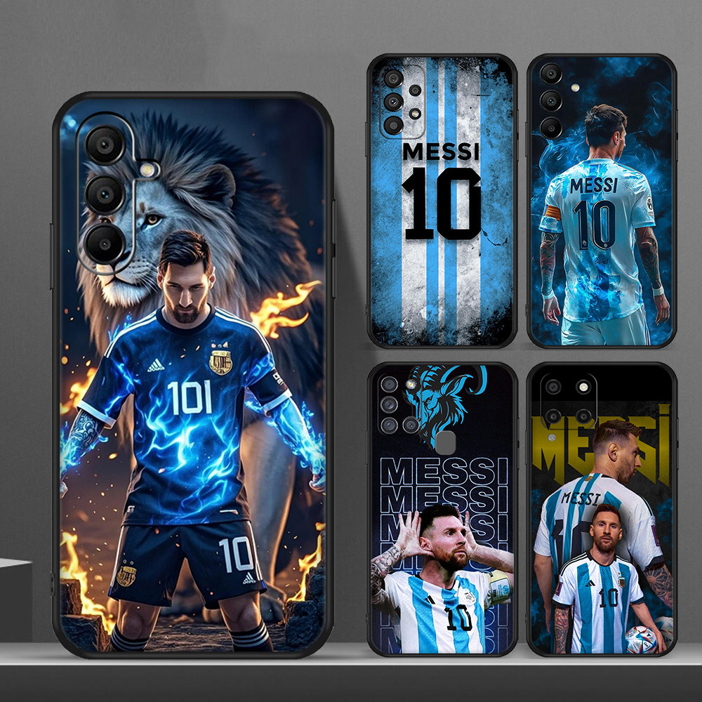 Capa De Telefone Preta Macia Messi Para Samsung Galaxy A04S A04E A05 A05S A06 A10 A10S A11 A12 A13 A14 Silicone