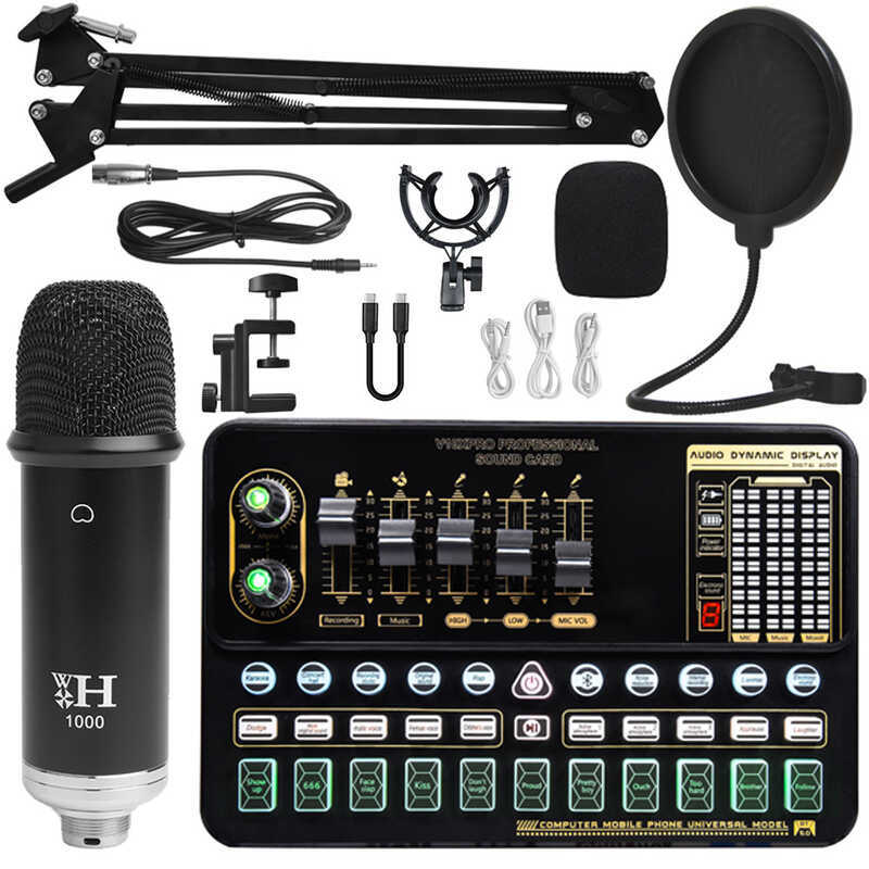 Conjunto de cartão sônico V10 Conjunto de cartão sônico Microfone condensador Conjunto de equipamentos de computador K S