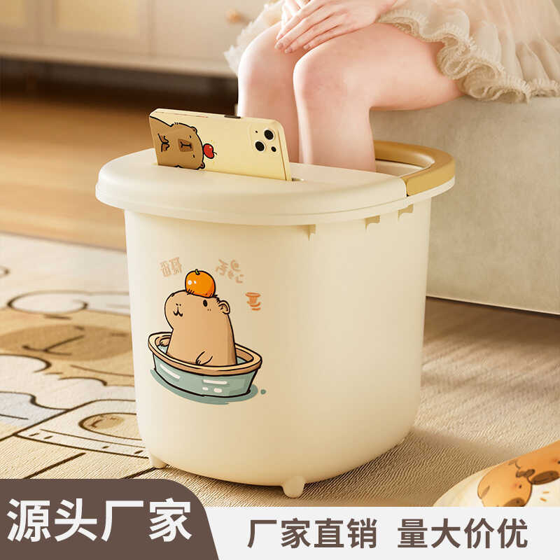 Balde de banho de pés portátil através da panturrilha balde alto profundo doméstico de alto valor inverno balde de lavag