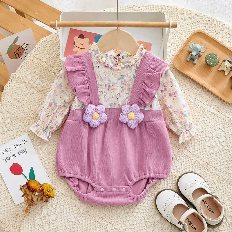 Roupas de peido roupas para recém-nascidos outono macacão de bebê pequena flor roupas de bebê roupas de outono de bebê