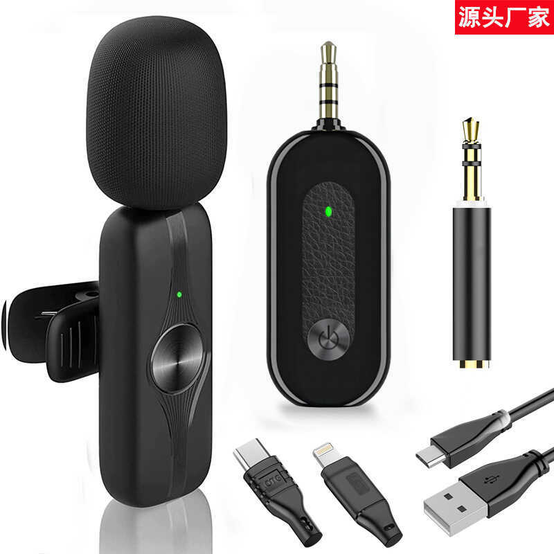 Microfone de lapela sem fio placa de som do telefone móvel áudio ensino gravação redução ruído lapela trigo um para dois
