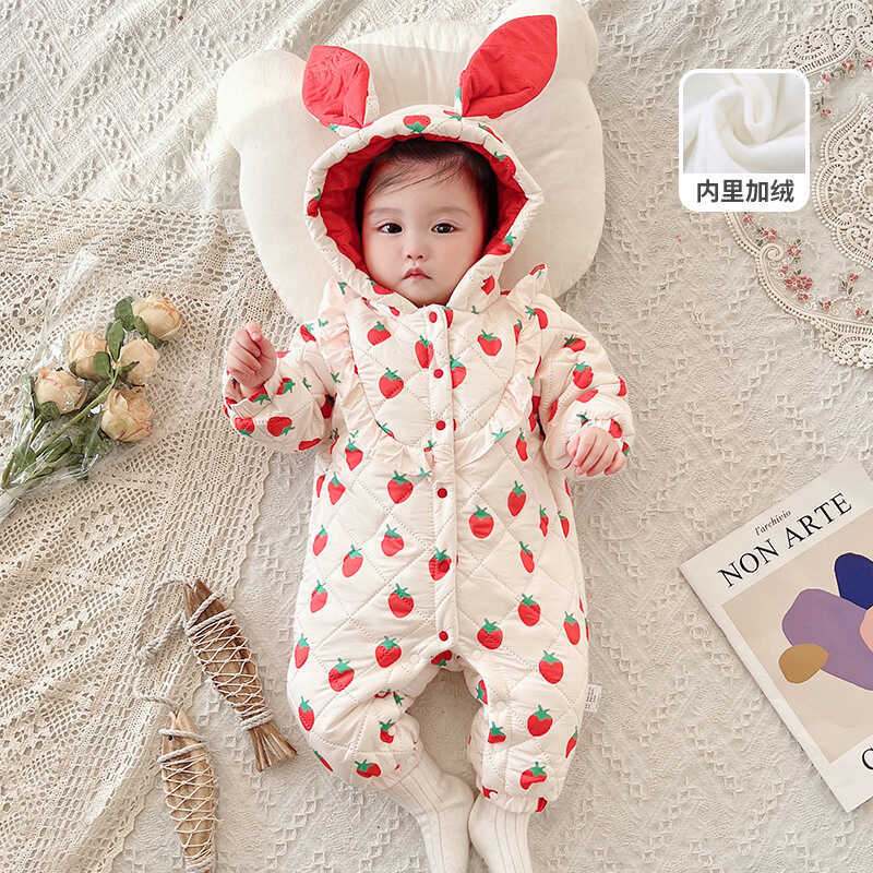 Recém-nascido 2025 inverno engrossado roupas de algodão bebê menino menina velo quente macacão de uma peça 2951
