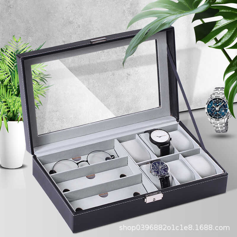 Caixa de relógio 6 Plus 3PU caixa de armazenamento caixa de jóias caixa de embalagem caixa de couro mão caixa de jóias