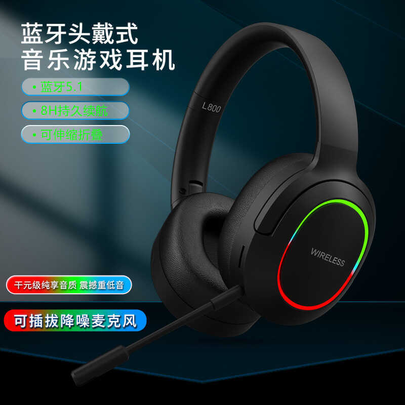 Fone de ouvido dobrável luminoso LED Bluetooth fone de ouvido Bluetooth 5.3 fone de ouvido para jogos sem fio de baixa l