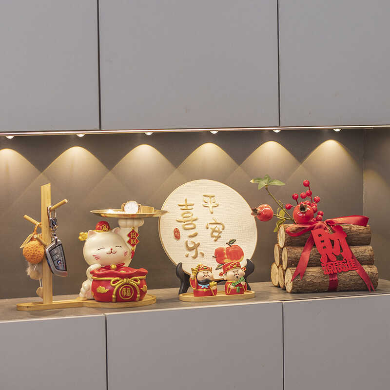 Inauguração de casa nova casa sorte gato chave ornamentos de armazenamento entrada em movimento sala estar decorações pa