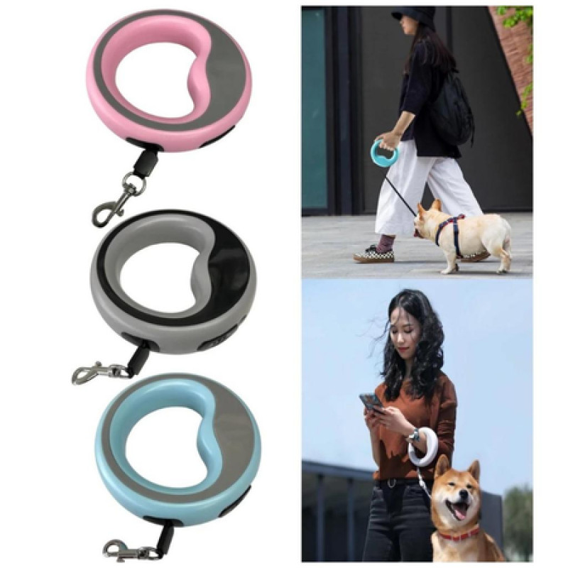 Guia Retratil Com Botao Com Regulagem Para Caes e Gatos