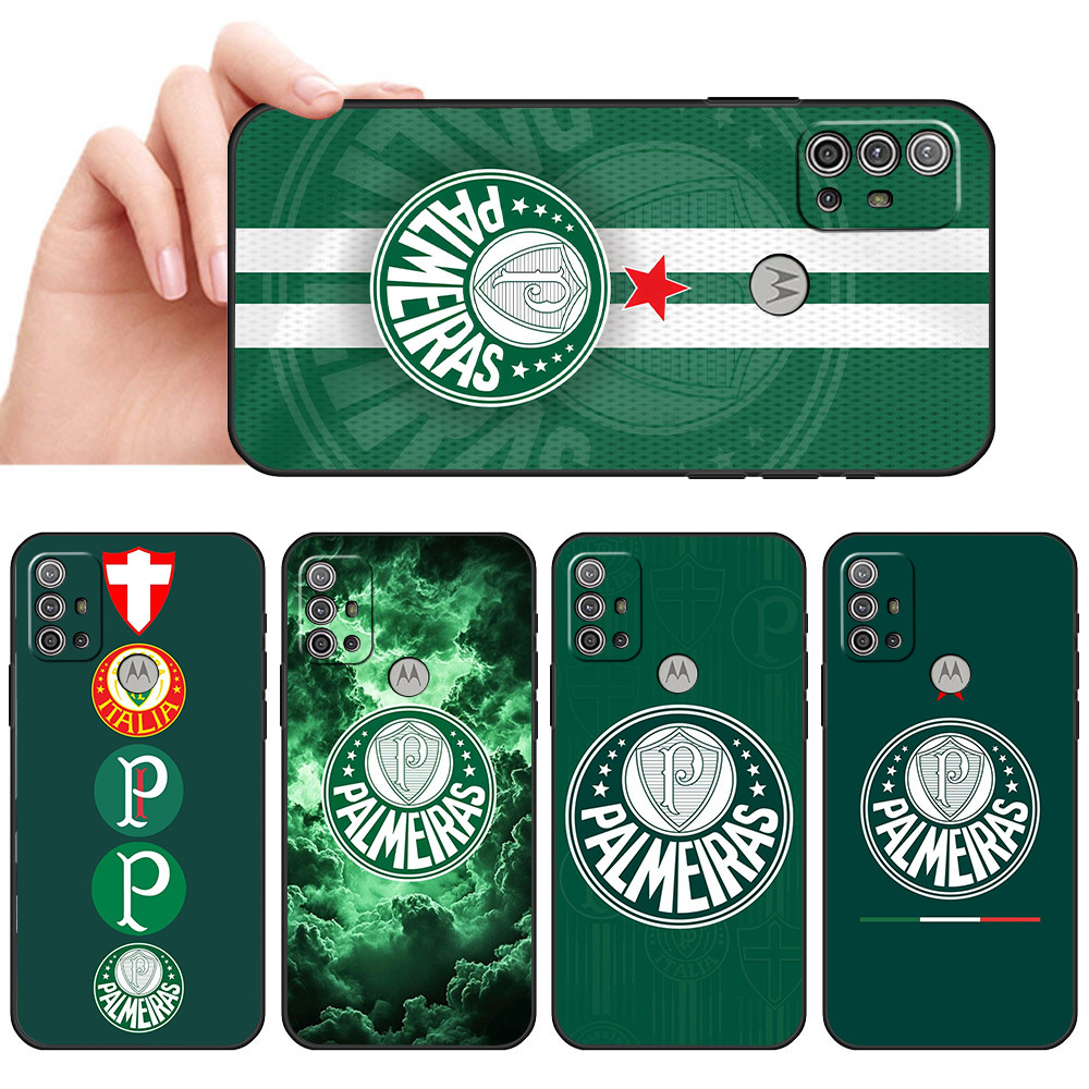 Capa De Telefone Preta Macia Para Moto G10 G20 G30 G22 G23 G50 G52 G53 G73 G82 Palmeiras Brasileiro Protetora Anti-Queda