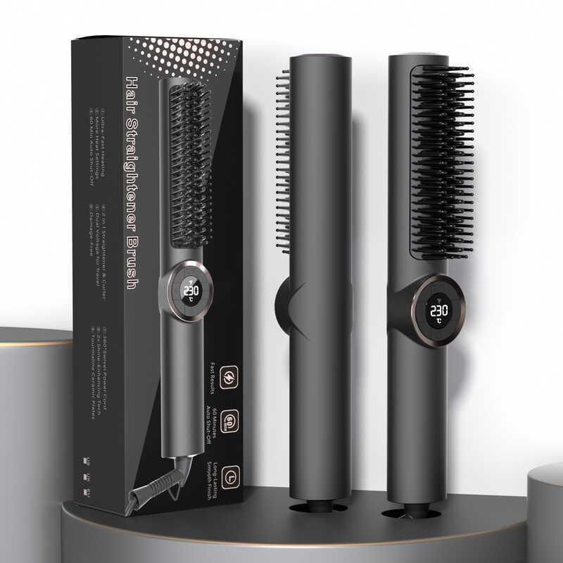 Mewells8661 Transfronteiriço Novo Pente Alisador De Cabelo Escova Alisadora Encaracolado