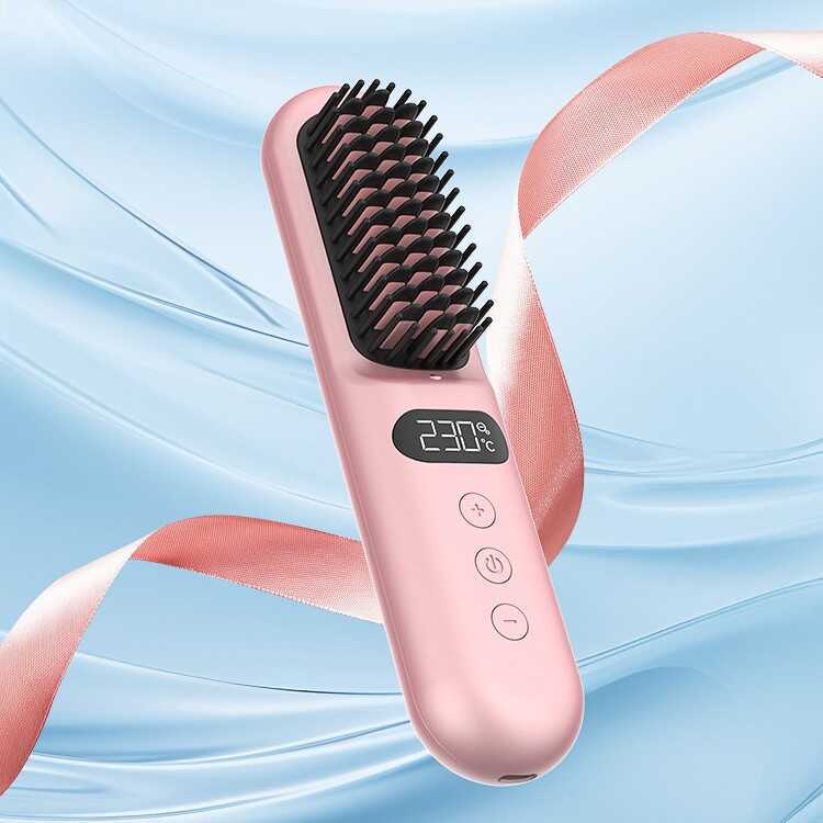 Fornecimento exclusivo sem fio inteligente íon negativo alisamento de cabelo pente alisador de cabelo suave negativo I