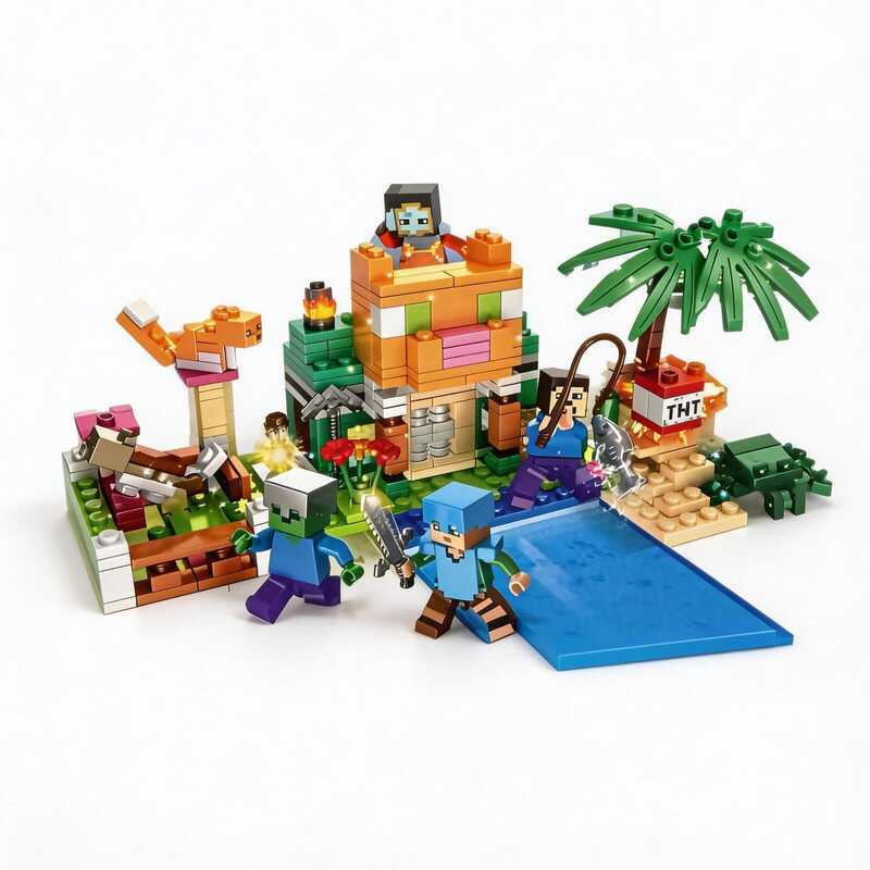 Conjunto de blocos de construção 4 em 1 para uma casa em forma de gato, contendo 366 peças.