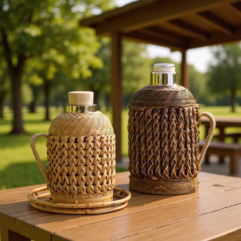 Chaleira de bambu artesanal pura, retrô, à moda antiga, chaleira de bambu doméstica, forro de vidro, concha de chaleira