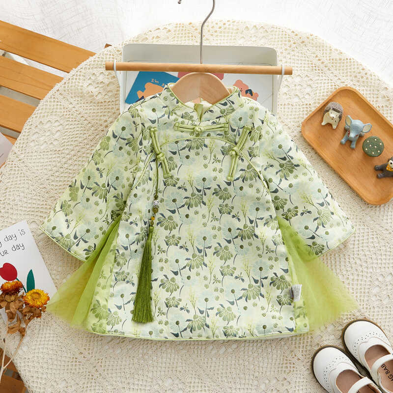 Hanfu meninas roupas de inverno roupas de ano novo crianças estilo chinês meninas roupas ano novo bebê ano novo roupas d