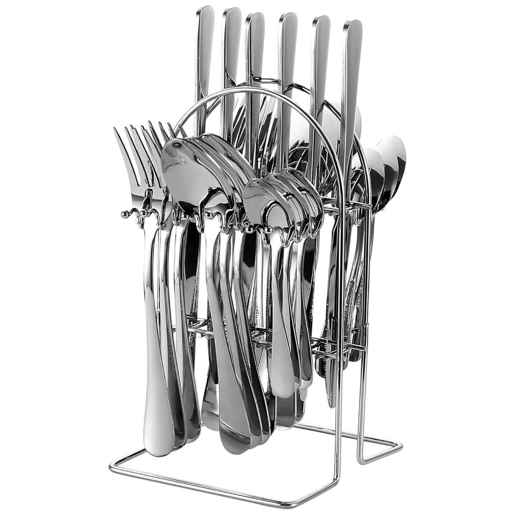 Conjunto de Colheres, Garfos e Facas 24 peças em Aço Inoxidável | BM-F1075