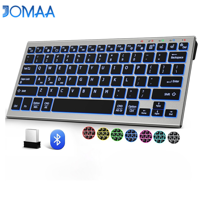 JOMAA Teclado Sem Fio Bluetooth E USB De Modelo Duplo Retroiluminado Recarregável Para Telefone ipad Computador