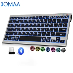 JOMAA Teclado Sem Fio Bluetooth E USB De Modelo Duplo Retroiluminado Recarregável Para Telefone ipad Computador