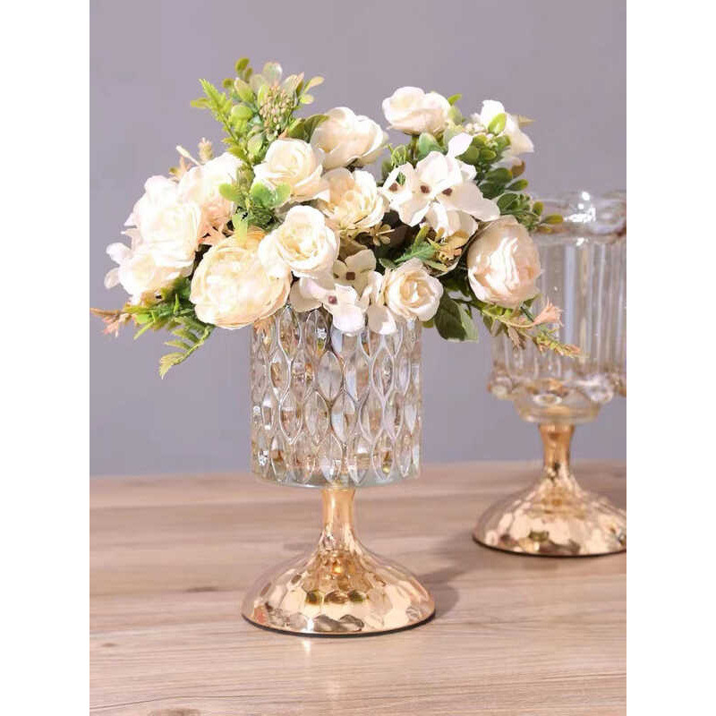 Vaso decorativo de vidro cristal de luxo leve, arranjo de flores de vidro doméstico, jarra de doces, taça de maquiagem
