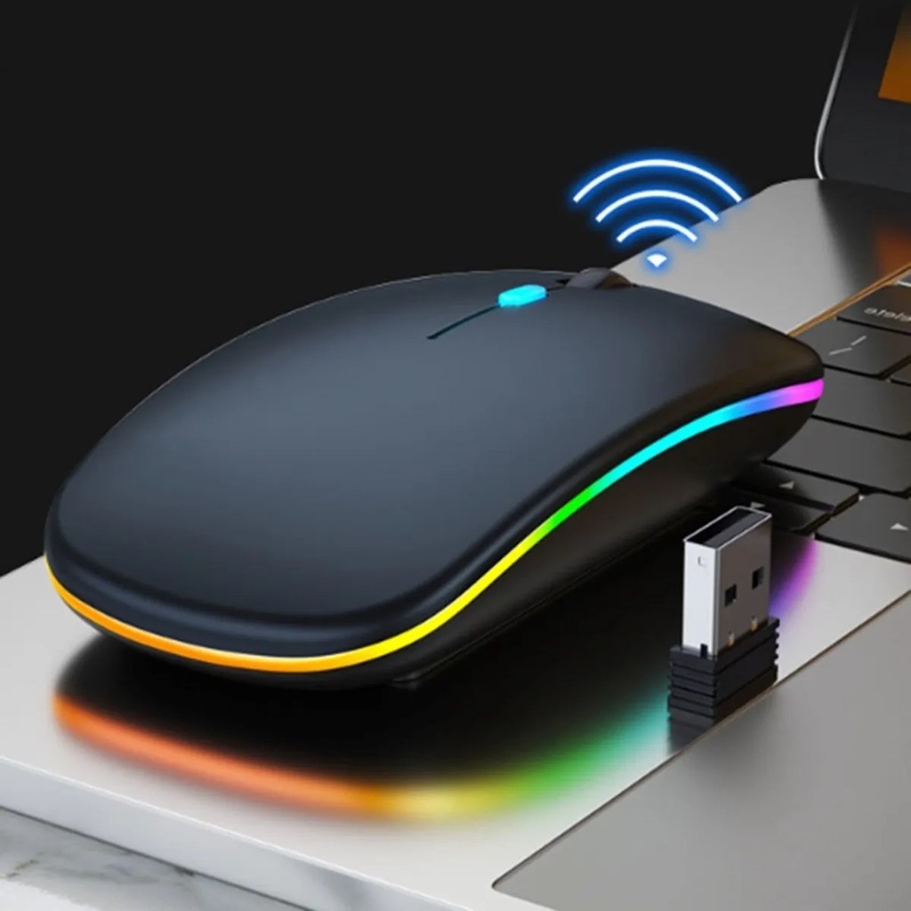Mouse sem fio wireless rgb  MODERNO COMPACTO FUNCIONAL ESCRITORIO JOGOS dual band receptor nano em Oferta na Shopee