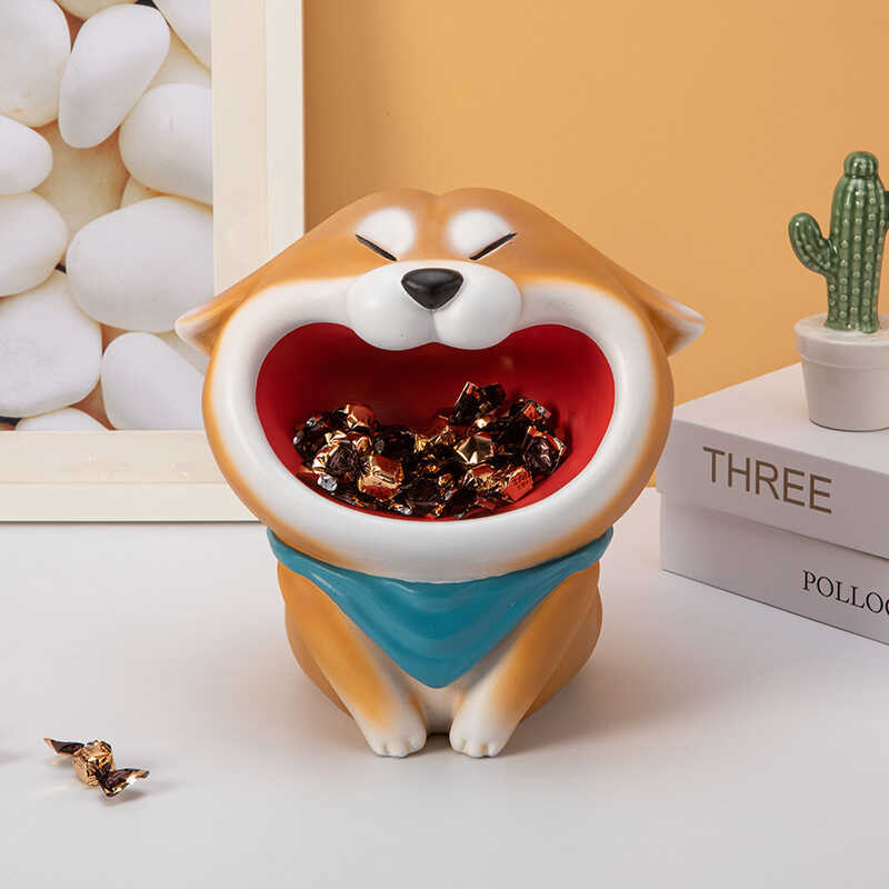 Casa casa sala de estar entrada mesa café sapato gabinete decoração colocar chave bonito animal estimação Shiba Inu comb