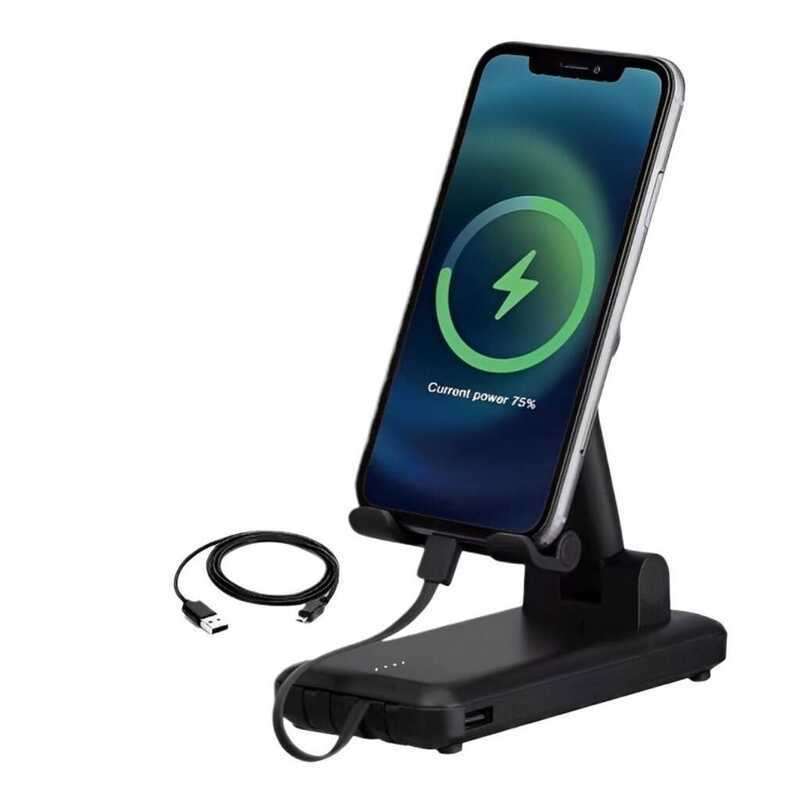 Carregador Portátil Kapbom 10000mAh | Suporte de Mesa + 4 Portas Type-C/Lightning/Micro/USB
