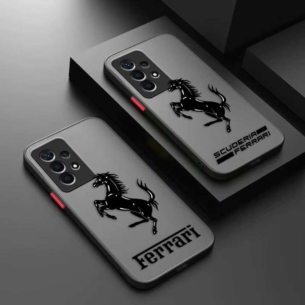 Carro Esportivo De Luxo Ferrari Logotipo Fosco Caso Telefone Para Samsung Galaxy A15 A16 A21S A22 A23 A25 A32 A36 A42 A5
