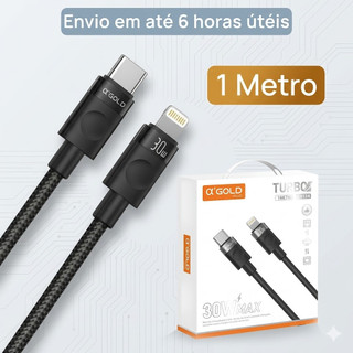 Cabo Carregador Turbo 30W Tipo C Para Lightning iPhone 1m A'Gold Carga Rápida